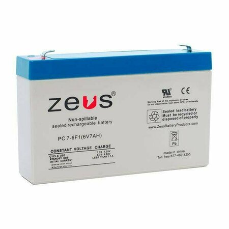 ZEUS BATTERY PRODUCTS 7Ah 6V F1 Sealed Lead Acid Battery PC7-6F1